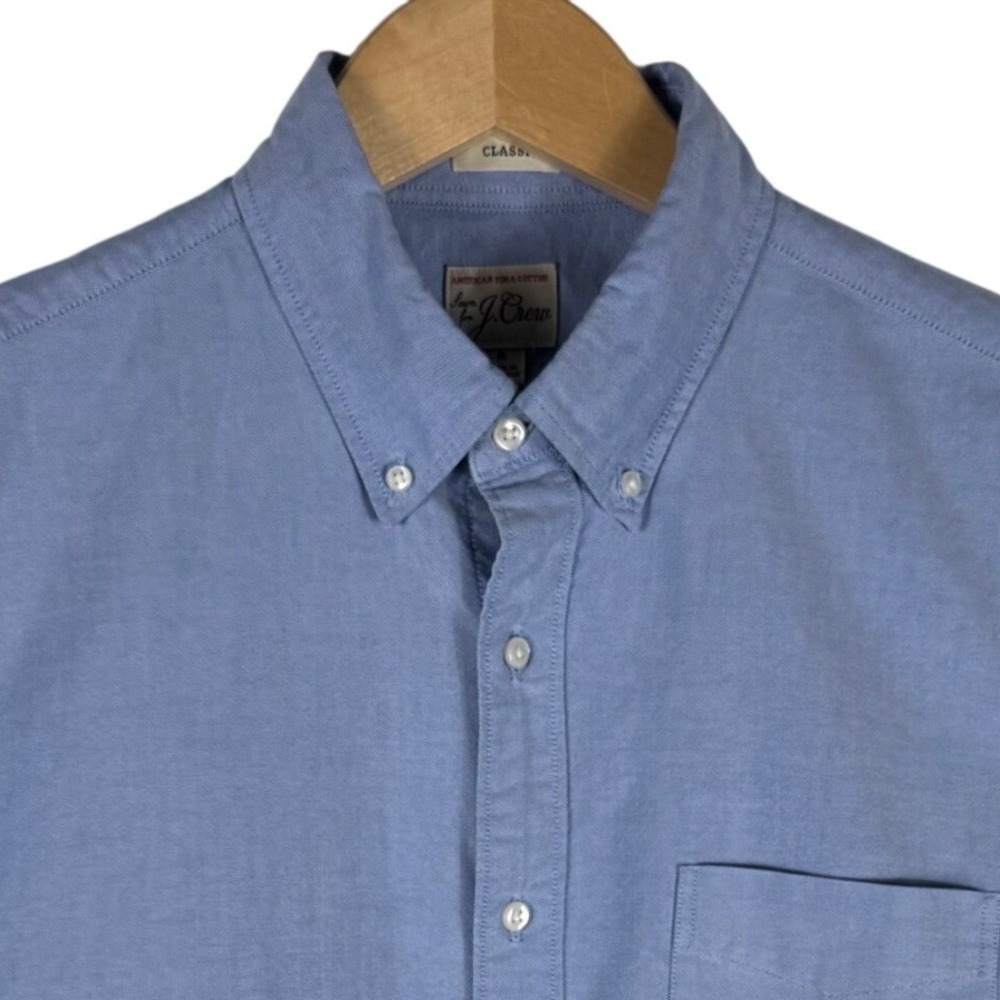 J.Crew Short Sleeve Shirt Mens M American Pima Cotton Oxford Blue Classic Fit